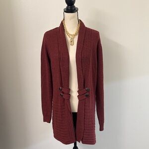 Chic Burgundy Buttoned Cardigan